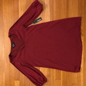 Lulu’s Wine Red Long Sleeve/Cutout Sleeve Dress